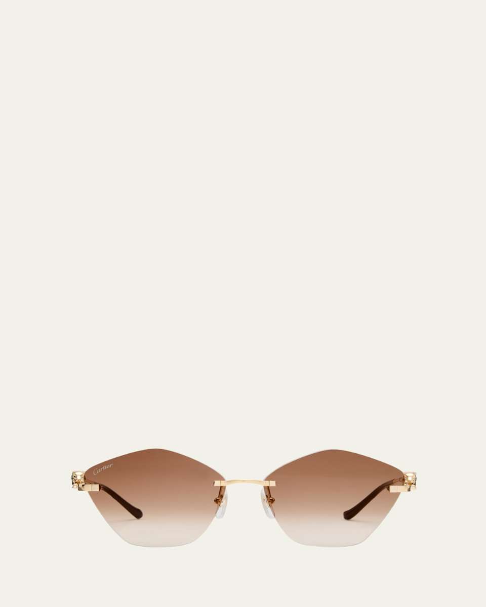 Rimless Metal Alloy Butterfly Sunglasses